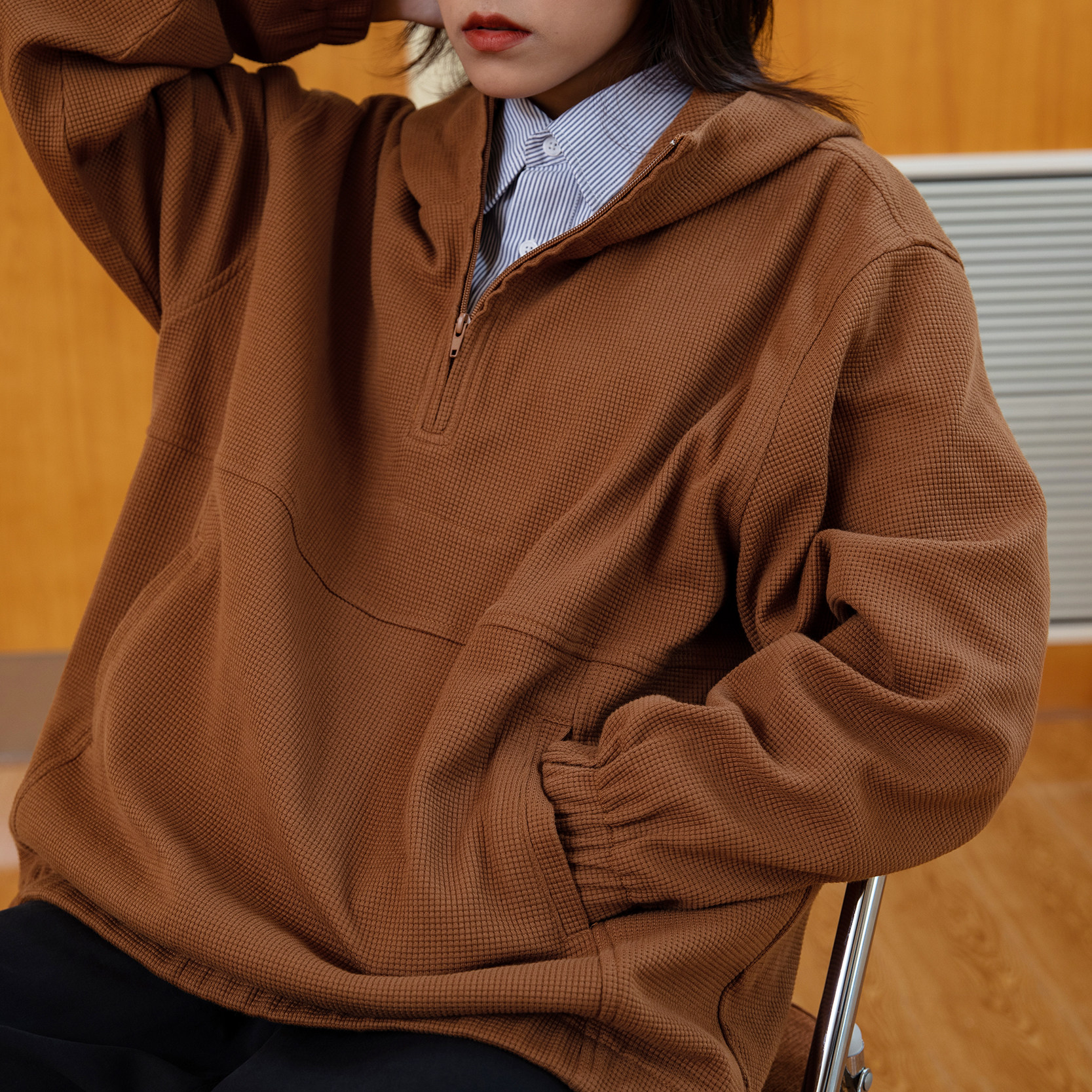 LR MADE male and female Japanese simple retro - loose, pure - colored casual and thin - tied tied jacket coat