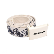 Candymade love bear print retro casual men and women couples canvas belt all-match woven belt