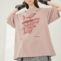 Harsh And Cruel Sketch Graffiti Printed T-shirt Lovers Tide Cards 100 Hitch Casual Loose Movement Short Sleeves