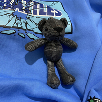 Grey Plaid Cute Plush Small Bear Doll Hanging Accessories Backpack Decoration Tide Card Pendant Couple Festival Gift