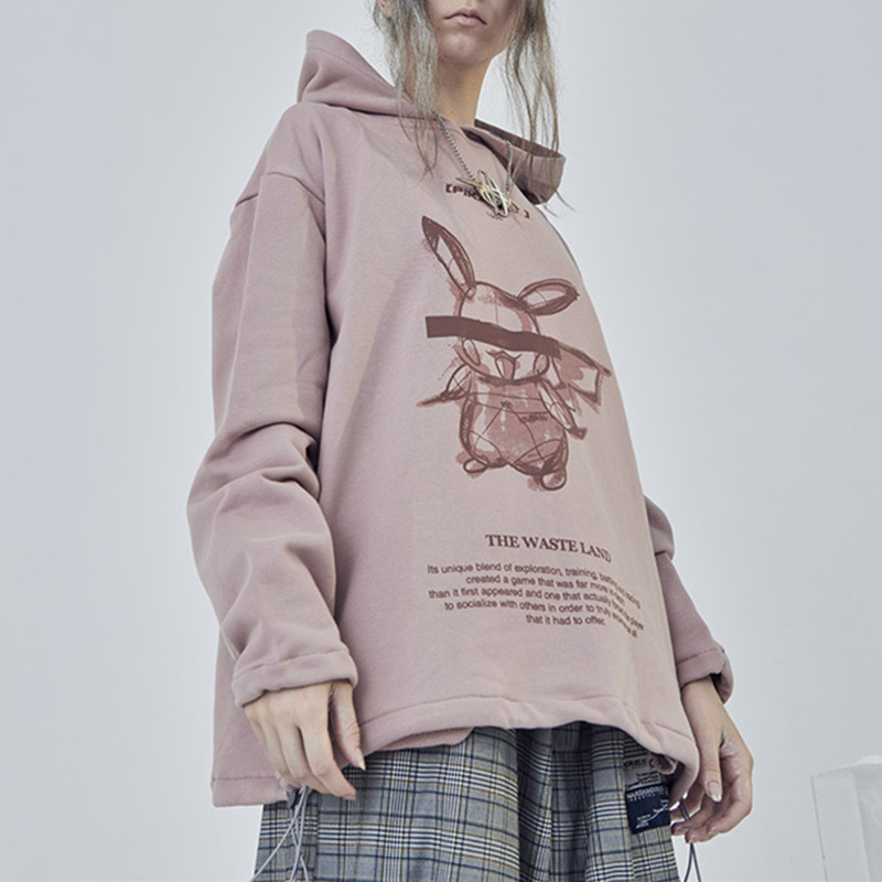 Harshandcruel sketch hand-painted couple hooded sweater men and women trendy brand graffiti print loose jacket