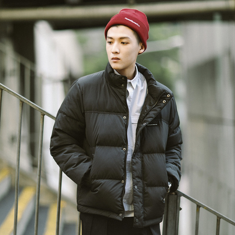 PSO Brand middle collar pure color warm warm 100 hitch duvet Couple Tide Cards Thickened Cotton Clothes Men And Women Coats