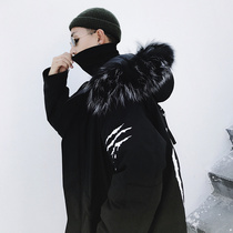 SuaMoment three generations of blood claw scratched seat mountain sculpted raccoon fur collar large coat men and women warm cotton clothing waterproof jacket