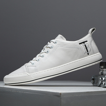 Europe station 2022 new casual genuine leather mens shoes 100 hitchhiking shoes one foot pedal without lacing plate shoes men little white shoes