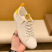 European station mens shoes 2022 new Korean version of the trend flat - sole breathable leisure shoes real leather and small white shoes mens plate shoes