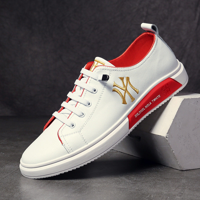 European station men's shoes summer new all-match casual shoes Korean version of the leather breathable white shoes sports trend