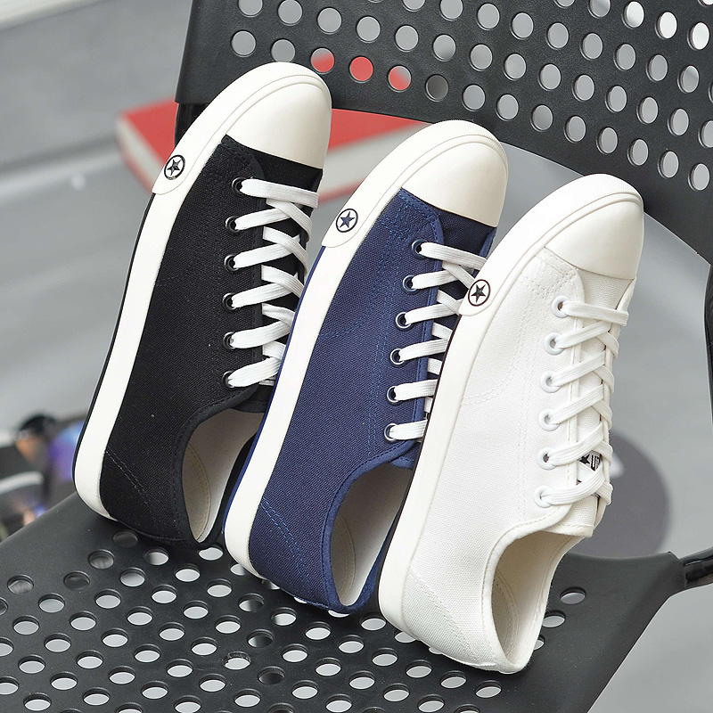 Autumn boys canvas shoes 12 big children's casual sports shoes 15 years old middle school students black and white 13 flat bottom low-top cloth shoes men