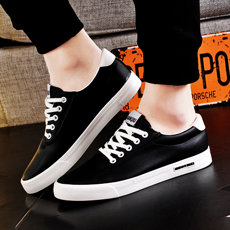 Universal black leather canvas shoes inner height-increasing white shoes male students flat bottom casual shoes low-top skateboard shoes men's shoes