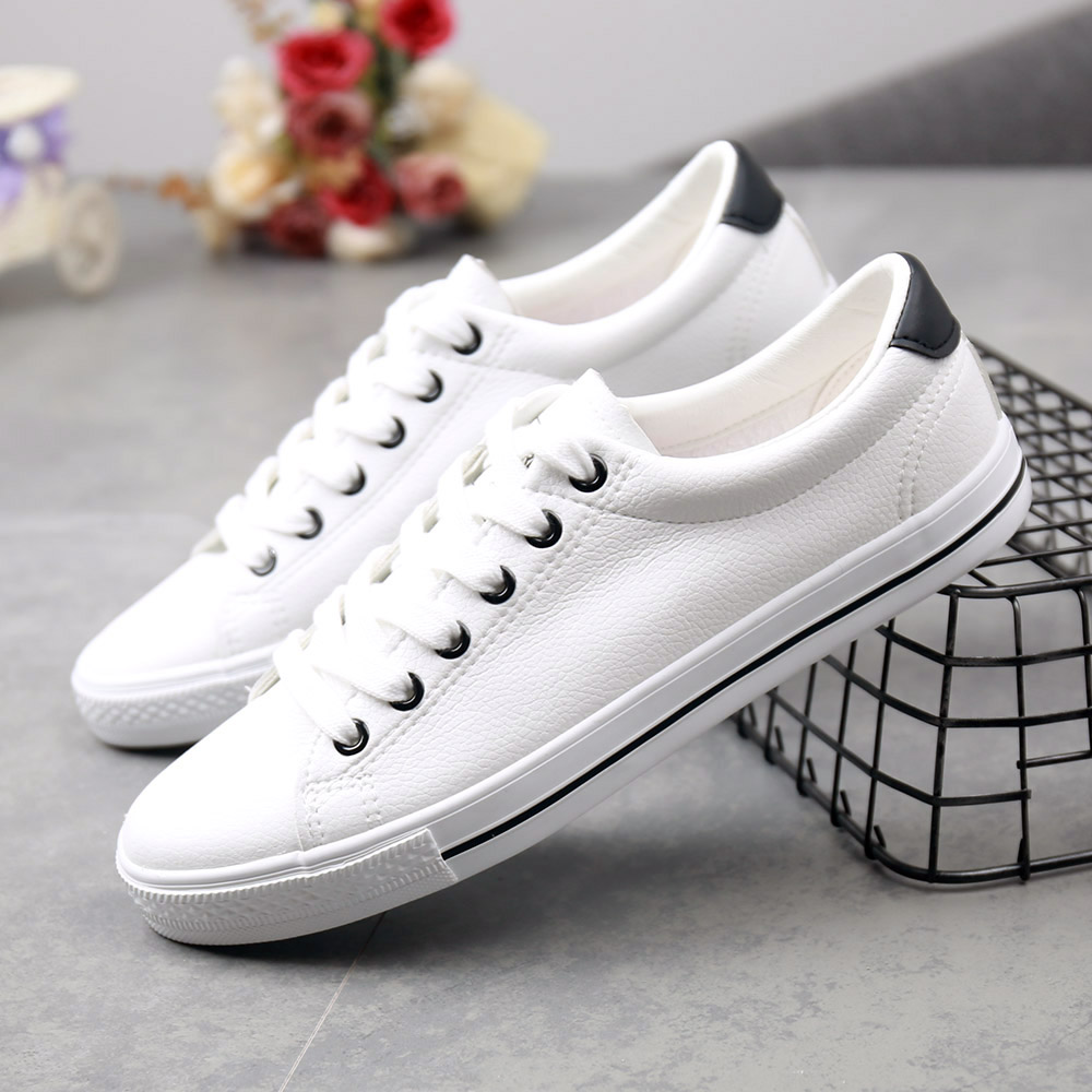 Renben summer leather canvas shoes student white sports trendy shoes men's skate shoes youth low-top small white shoes men