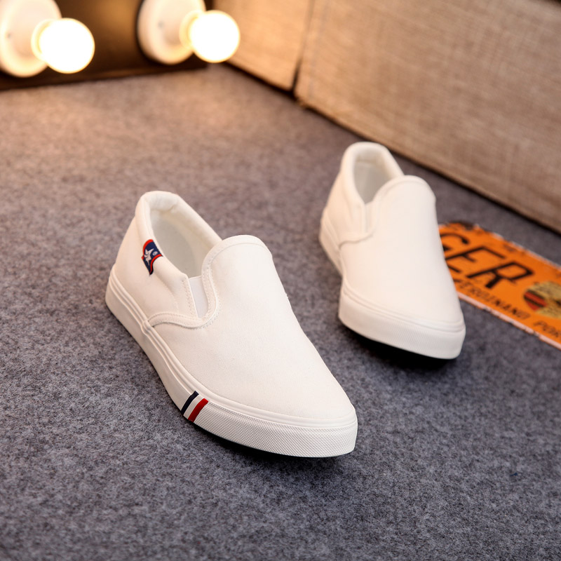 Autumn large canvas shoes men's casual shoes lazy shoes Korean version large size shoes 45 shoes slip-on cloth shoes men's shoes