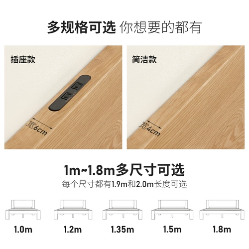 源氏木语 Сплошная деревянная кровать современный минималистский дуб 1,2 метра односпальная кровать скандинавская швейца для спальни бревна для спальни большая кровать