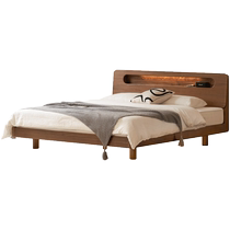 Genji Muyu solid wood bed black walnut double bed bedroom suspended bed household storage multi-functional bed luminous bed