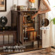 Genji Wood Language Solid Wood Side Cabinet Living Room American Retro Standing Cabinet Home Small Apartment Storage Cabinet with Light Display Cabinet