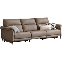 Genji Muyu Zero Wall Electric Sofa Living Room First Layer Leather Sofa Multifunctional Sitting and Sleeping Retractable Sofa