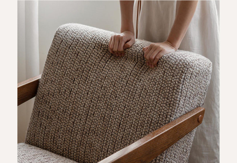 Мягкое кресло 源氏木语实木沙发椅客厅中古风单人椅家用阳台理查德休闲 𫔮靠背椅