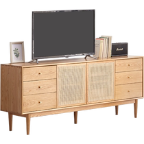 Sources wood-language pure solid wood TV enclosure minimalist oak bedroom ground floor Nordic Living room log vine-knitted locker