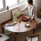 源氏木语 Складной стол с твердым деревом Черные баки и деревянные блоки, простые столы, домашнее еда может выдвигать столы