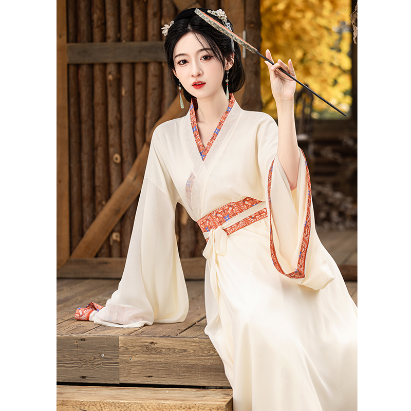Warring States Robe Hanfu for Women, Adult Style, Wei and Jin Dynasty Style, Straight Hem, Cross-Collar, Right-Breasted, Traditional Clothing Suitable for Daily Wear, 2026 New Summer Model Warring States Robe Hanfu for Women, Adult Style, Wei and Jin Dynasty Style, Straight Hem, Cross-Collar, Right-Breasted, Traditional Clothing Suitable for Daily Wear, 2026 New Summer Model
