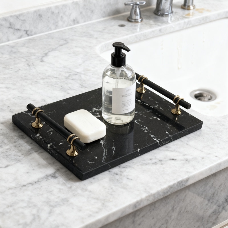 Marble Light Luxury Bathroom Sink Hotel Countertop Wash Storage Organizer ins Trays