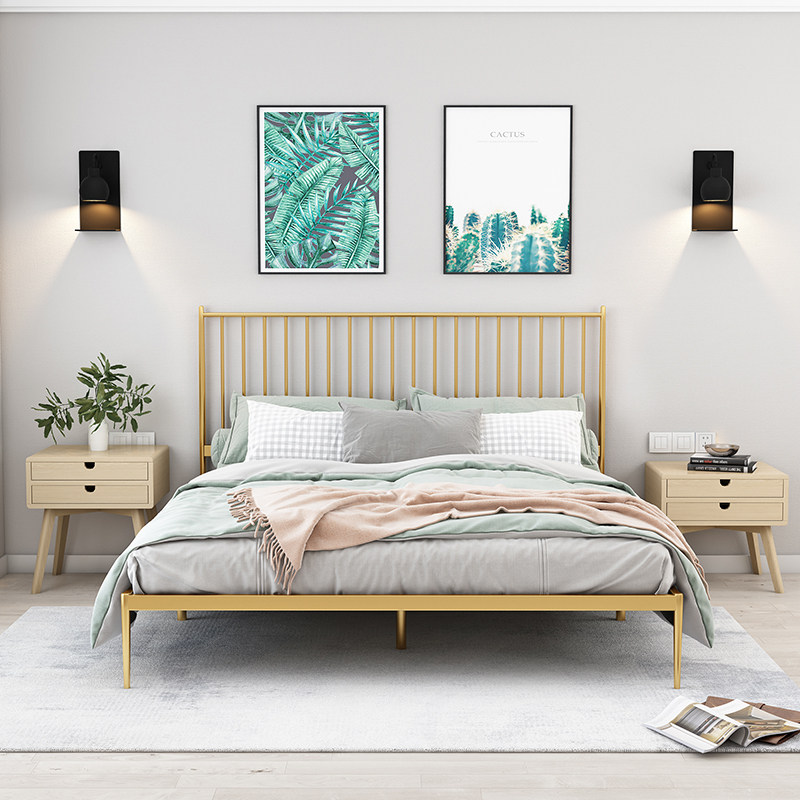 Iron art double 1 5 m ins net red thickened minimalist modern light extravaganza 1 8m iron frame single bedroom Nordic wind bed