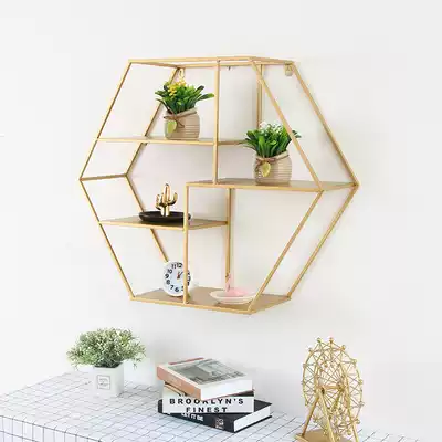 Creative simple Nordic decorative shelf home soft living room wall decoration wall hanging iron storage shelf