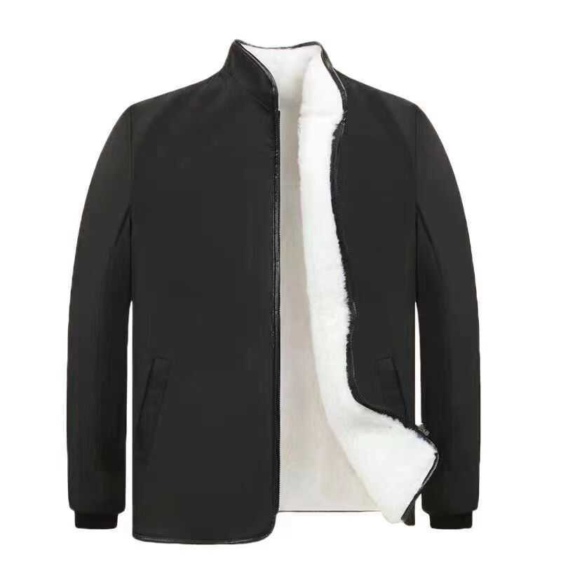 Stand Collar Sheepskin Thickened Genuine Leather Jacket, Warm and Cold-Resistant, Shearling Integrated Coat for Men, Winter Cotton Jacket Stand Collar Sheepskin Thickened Genuine Leather Jacket, Warm and Cold-Resistant, Shearling Integrated Coat for Men, Winter Cotton Jacket