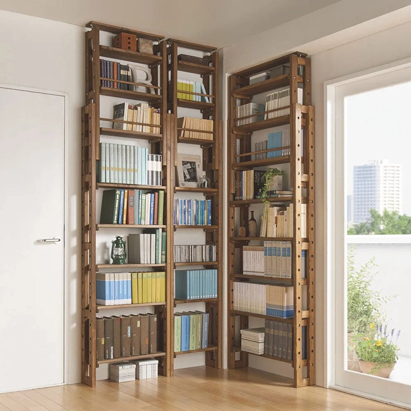All solid wood bookshelf top sky thin shelf floor bookcase adjustable storage rack whole wall economical and simple