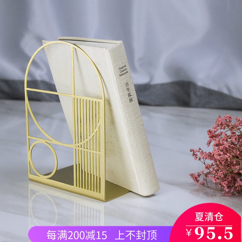 Brass bookshelf Nordic style office Brass bookshelf Desktop bookshelf shelf decorative decoration