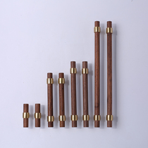Cabinet door handle Nordic simple light luxury Walnut solid wood double hole brass drawer cabinet wardrobe door extended handle
