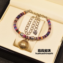 Dog Suzuki Item Circle Small dog cat Cat Necklace Pet Kitty Teddy Neck Pure Copper Hanging Neck Cute Trinket