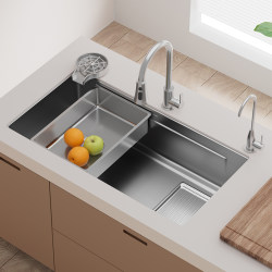 Japan's Siye 5mm slag-collecting embossed sink large single tank 304 stainless steel kitchen dish basin bowl pool narrow side under the table