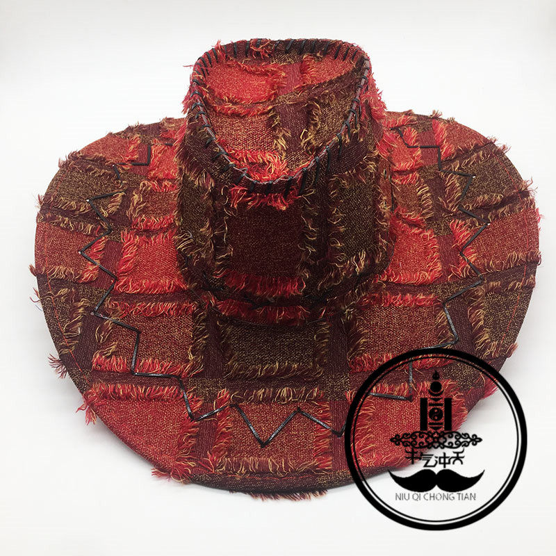 Mongolian Specialty Men And Women General Style Lafur Western Denim Hat Factory Price Sunscreen Performance Props National Craft Hat