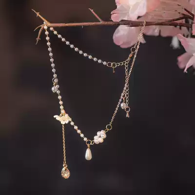 Chuandai:sakura tears forest necklace female simple retro clavicle chain imitation pearl pendant