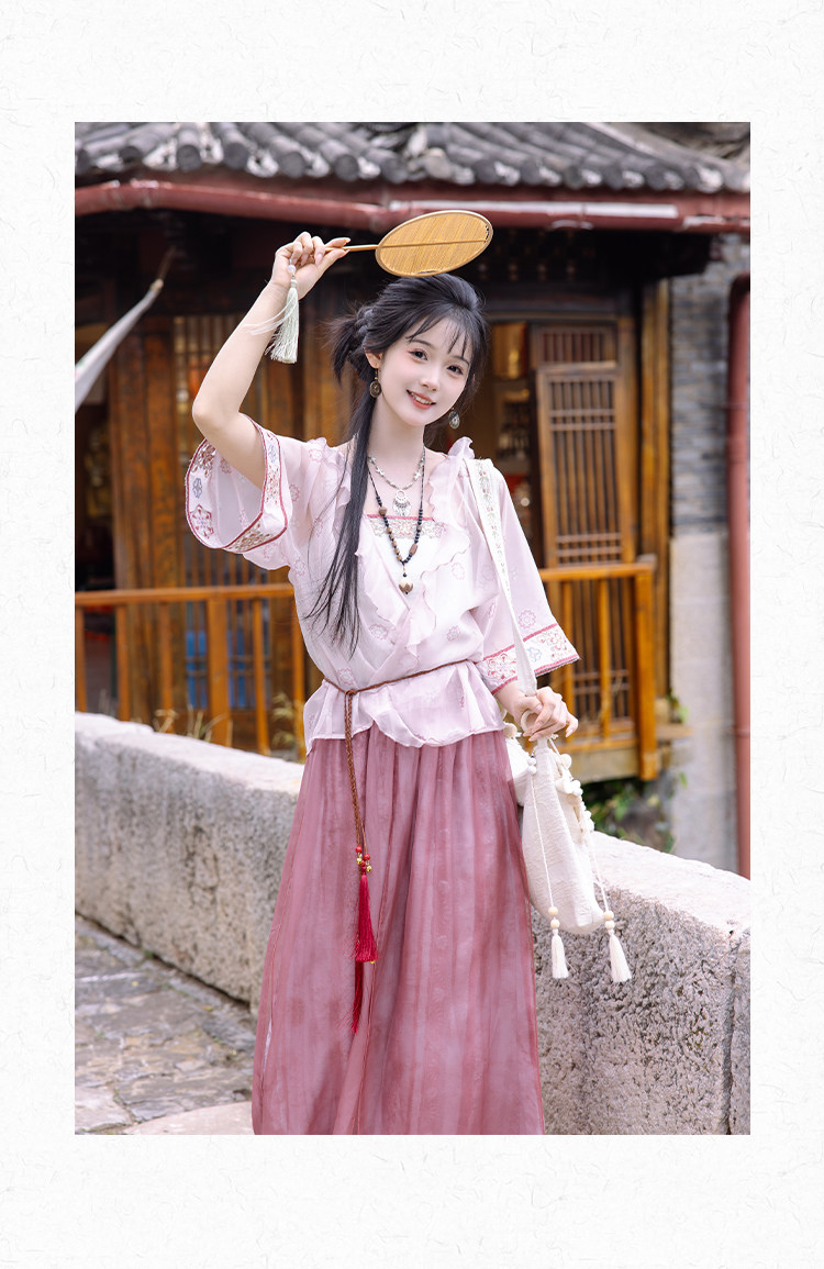 Китайцы одежда наборы 川黛时光：风回南诏 坦领上衣灯笼裤改良汉服国风汉元素套装女夏