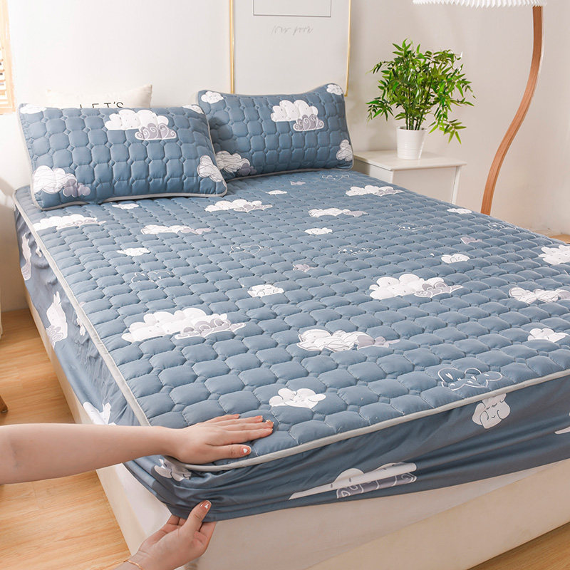 Mattress cover single-piece quilted thickened Simmons mattress cover non-slip fixed bed cover all-inclusive dust cover cover 1 5m