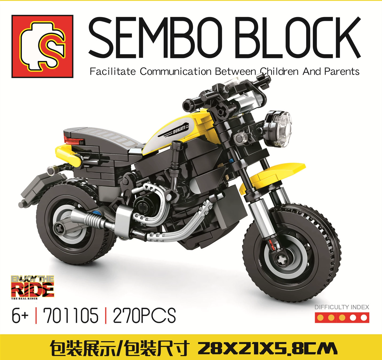 Senbao Technology Series Cơ khí Ducati Scramber Mô hình Xe máy Lắp ráp Khối Xây dựng Đồ chơi 270 chiếc - Gundam / Mech Model / Robot / Transformers