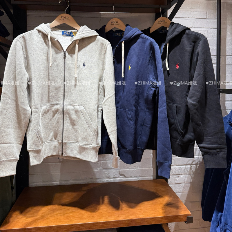 Korean Purchasing Agent Polo Ralph Lauren Men's 2025 Autumn and Winter Zippered Hooded Fleece Sweatshirt Trendy Mnpokni168