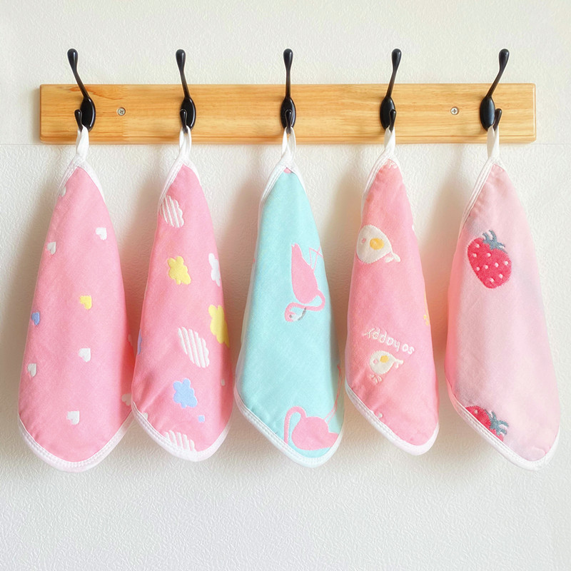 5 packs of newborn baby face towel kindergarten pure cotton 6-layer jacquard gauze long pillow saliva square towel