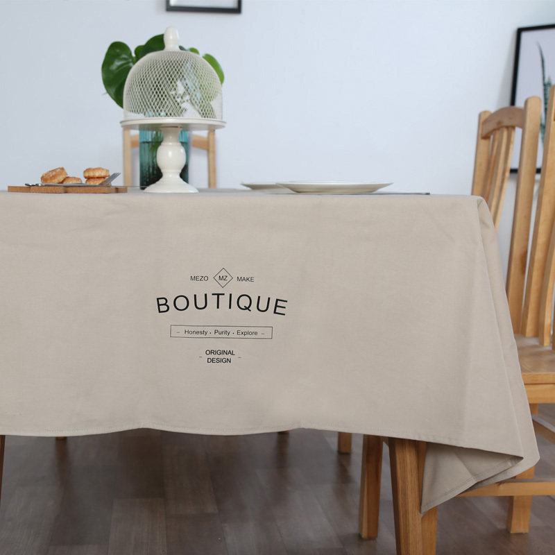 Nordic tablecloth pure cotton simple modern tablecloth solid color fabric khaki rectangular American table towel