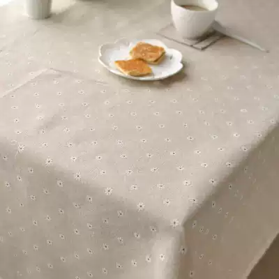 Cotton linen table cloth fabric daisy chrysanthemum Japanese rectangular table coffee table living room hipster round table cover tablecloth