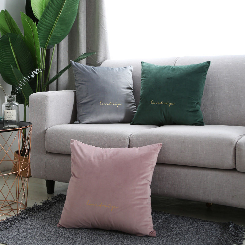 Nordic style ins sofa living room bedroom pillow cushion pillow cover velvet light luxury bronzing velvet car pillow