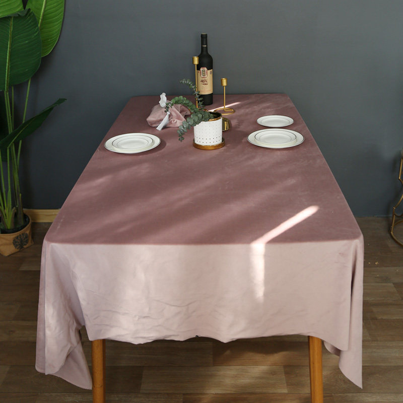 Nordic style ins simple modern lotus root powder coffee table dining table dark gray dark green velvet solid color fresh tablecloth tablecloth