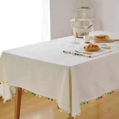 Nordic white tablecloth personalized color tassel home Christmas decoration scarf ins photography background
