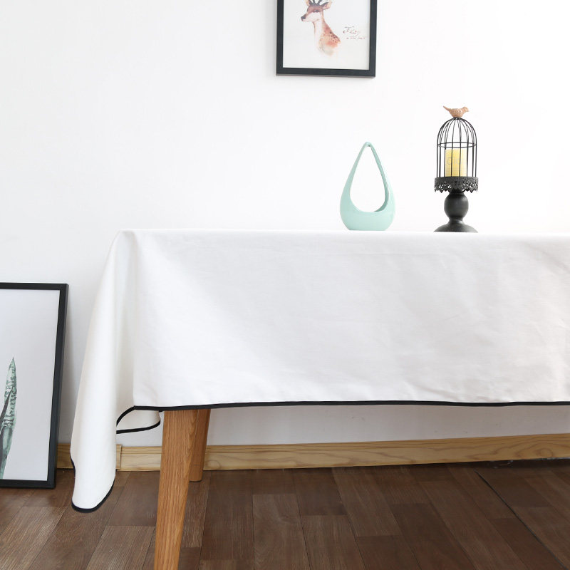 White Cloth Art Table Cloth Brief Modern Pure Color Nordic Wind Rectangular Hotel Cafe West Restaurant Table Cloth