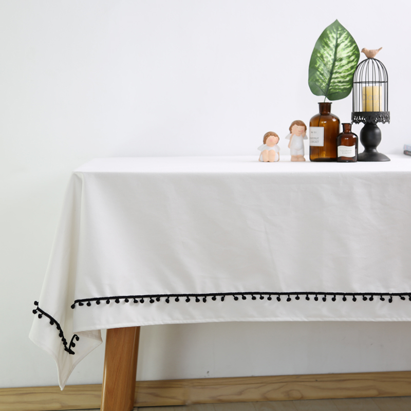 Nordic white original pure tablecloth fabric rectangular European-style literature and art small fresh and fashionable coffee table tablecloth