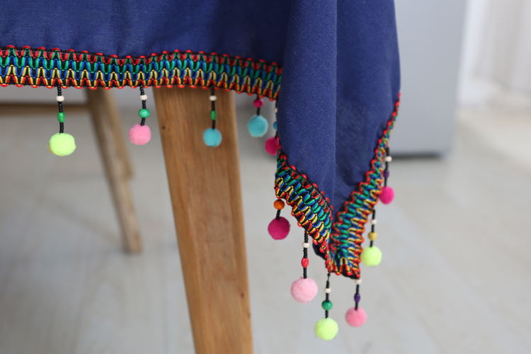 Khăn trải bàn bằng vải cotton và vải lanh màu xanh đậm màu xanh hải quân retro Vân Nam B & B màu rắn quốc gia bàn gió bàn cà phê khăn trải bàn bằng vải khăn bàn