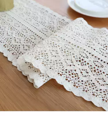European-style lace table flag Nordic simple hollow crochet retro cotton thread tassel coffee table dining cabinet flag cover towel cloth
