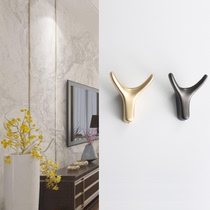 Wardrobe coat hook double hook metal adhesive hook zinc alloy key hook wall hook multi-use clothes hook cloakroom hook