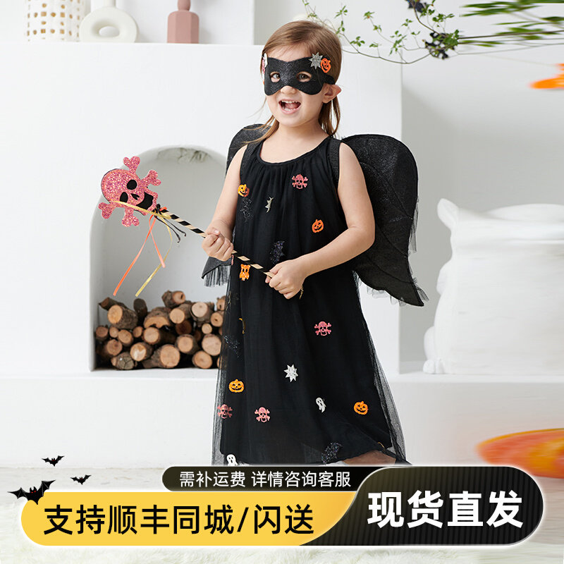 Halloween children's performance girls masquerade costumes black dress autumn princess girl baby witch
