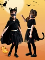 ý tưởng halloween Trẻ em trang phục Halloween cosplay cô gái mèo trang phục đen phù thủy áo choàng áo choàng trình diễn trang phục gift halloween